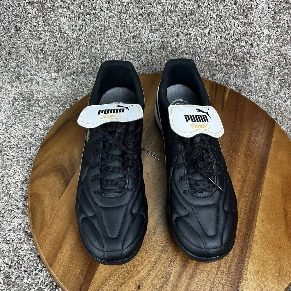Puma King Top TT Indoor Soccer Turf Men's Size 11.5 Shoes Black White Leather